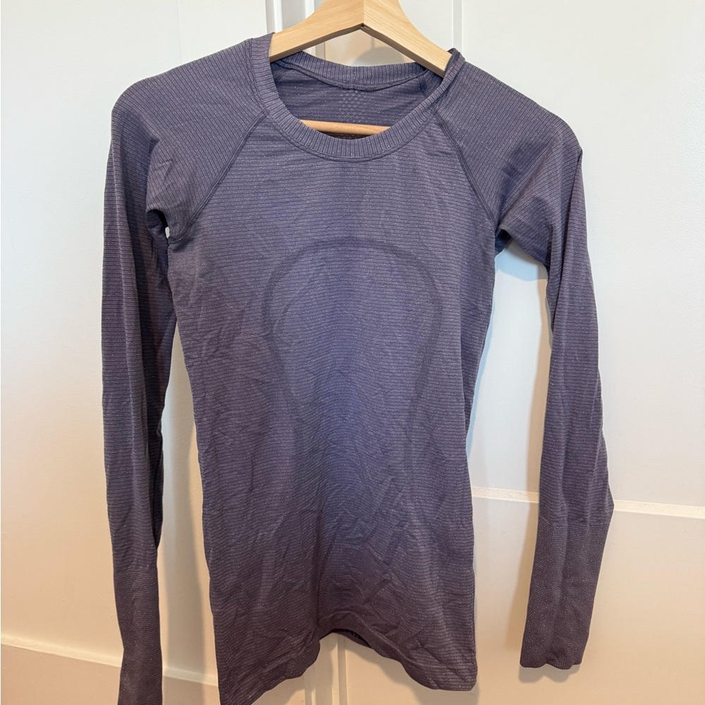 Purple Sparkly Long Sleeve Athletic Top